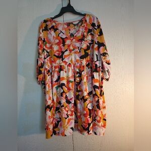 Shein Women's plus size 4X Floral Dress 3/4 Sleeves